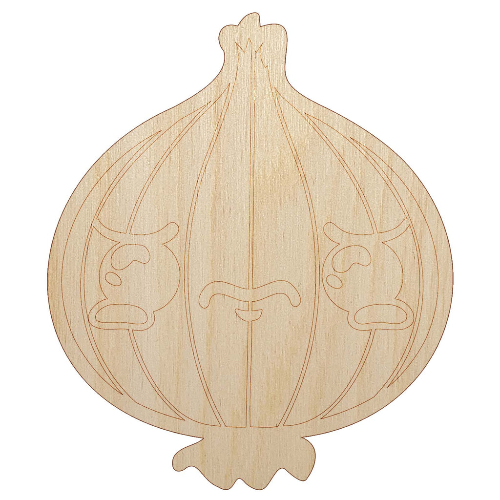 Cute Kawaii Sad Crying Onion Unfinished Wood Shape Piece Cutout for DIY Craft Projects