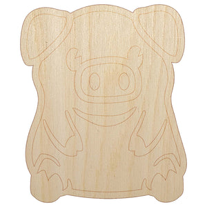 Cute Little Pig Sitting Unfinished Wood Shape Piece Cutout for DIY Craft Projects