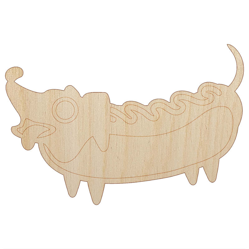Dachshund Wiener Dog Hotdog Unfinished Wood Shape Piece Cutout for DIY Craft Projects