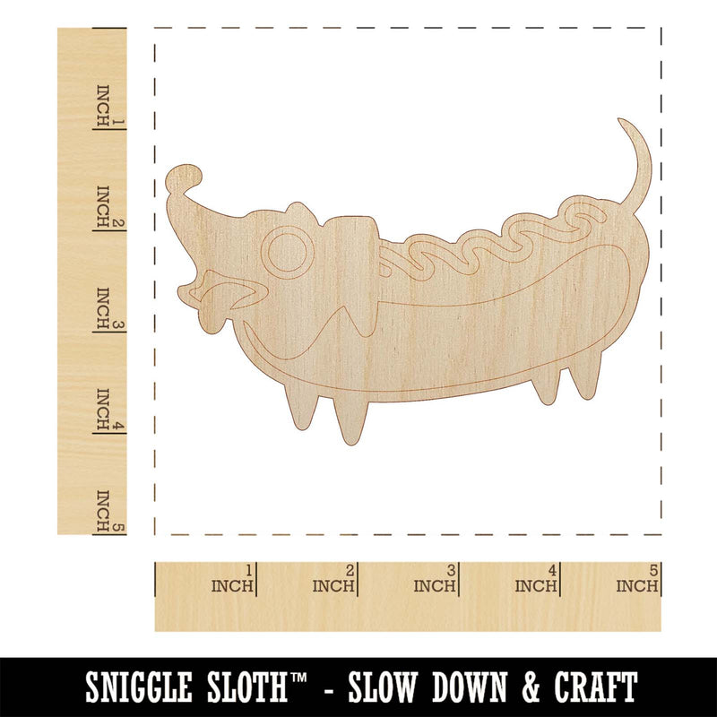 Dachshund Wiener Dog Hotdog Unfinished Wood Shape Piece Cutout for DIY Craft Projects