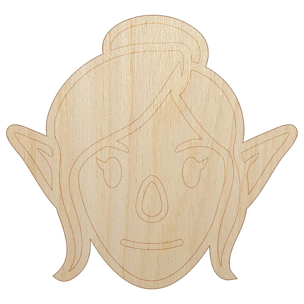 Elf Female Character Face Unfinished Wood Shape Piece Cutout for DIY Craft Projects