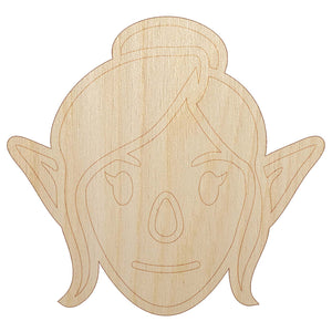 Elf Female Character Face Unfinished Wood Shape Piece Cutout for DIY Craft Projects