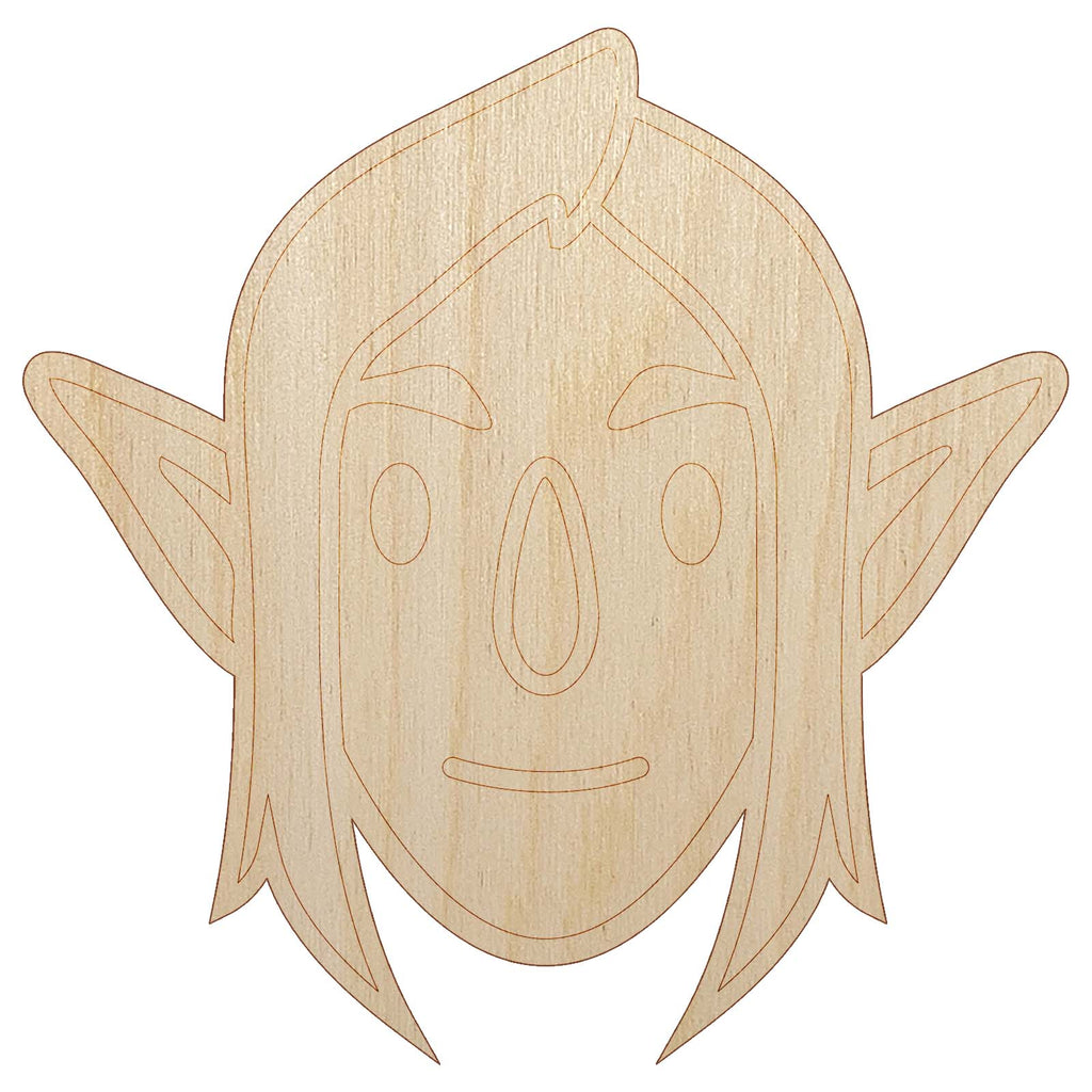 Elf Male Character Face Unfinished Wood Shape Piece Cutout for DIY Craft Projects