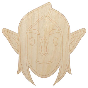 Elf Male Character Face Unfinished Wood Shape Piece Cutout for DIY Craft Projects