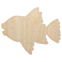 Fish Skeleton Bones Unfinished Wood Shape Piece Cutout for DIY Craft Projects