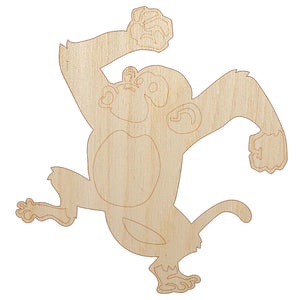 Fun Dancing Monkey Unfinished Wood Shape Piece Cutout for DIY Craft Projects