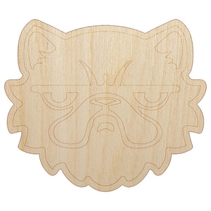 Grumpy Persian Cat Face Unfinished Wood Shape Piece Cutout for DIY Craft Projects