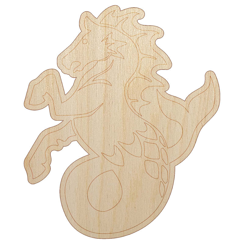 Hippocampus Mythological Sea Horse Unfinished Wood Shape Piece Cutout for DIY Craft Projects