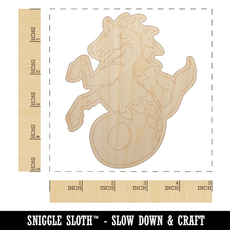 Hippocampus Mythological Sea Horse Unfinished Wood Shape Piece Cutout for DIY Craft Projects