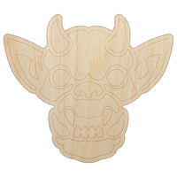 Horned Gargoyle Head Unfinished Wood Shape Piece Cutout for DIY Craft Projects