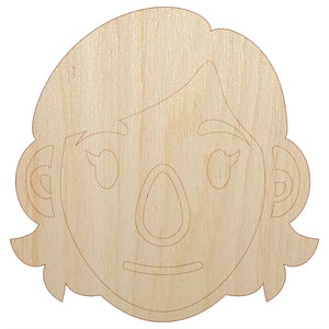 Human Female Character Face Unfinished Wood Shape Piece Cutout for DIY Craft Projects