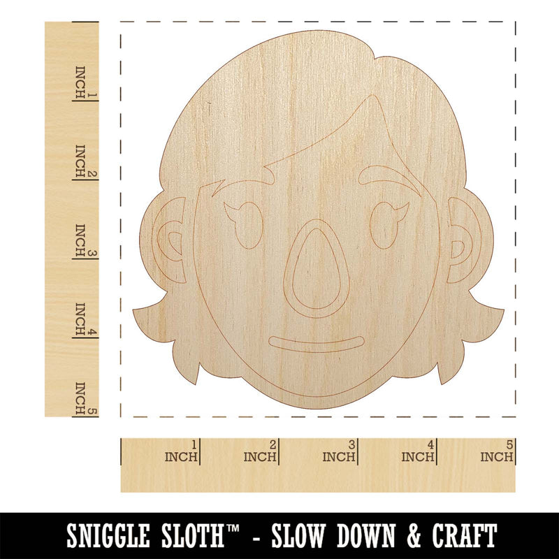 Human Female Character Face Unfinished Wood Shape Piece Cutout for DIY Craft Projects