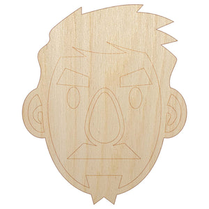 Human Male Character Face Unfinished Wood Shape Piece Cutout for DIY Craft Projects