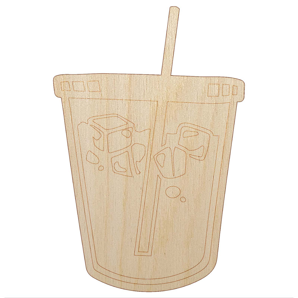 Iced Coffee Drink Unfinished Wood Shape Piece Cutout for DIY Craft Projects