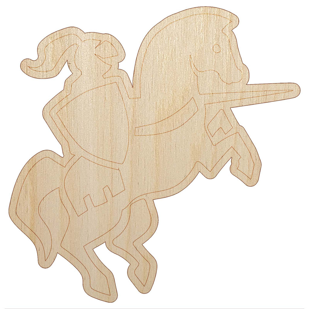 Jousting Knight with Lance on Horse Unfinished Wood Shape Piece Cutout for DIY Craft Projects