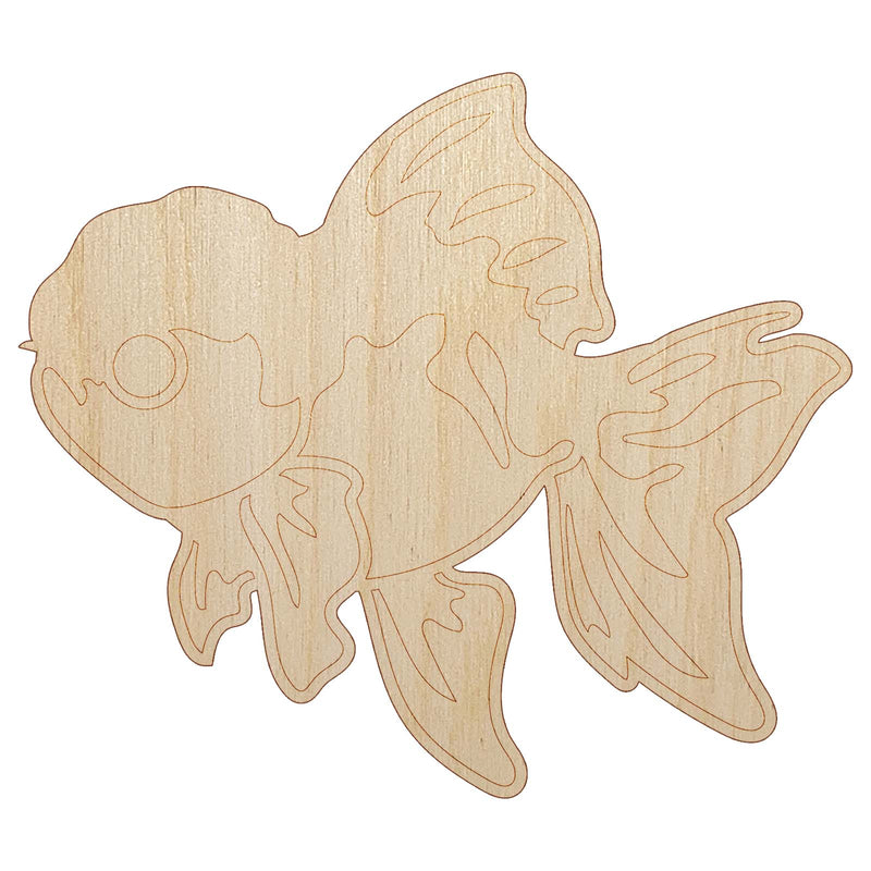 Lionhead Fancy Pet Goldfish Unfinished Wood Shape Piece Cutout for DIY Craft Projects