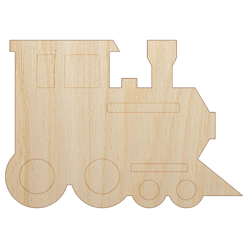 Locomotive Railway Train Engine Unfinished Wood Shape Piece Cutout for DIY Craft Projects