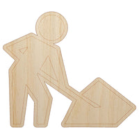 Man with Shovel Construction Zone Sign Unfinished Wood Shape Piece Cutout for DIY Craft Projects