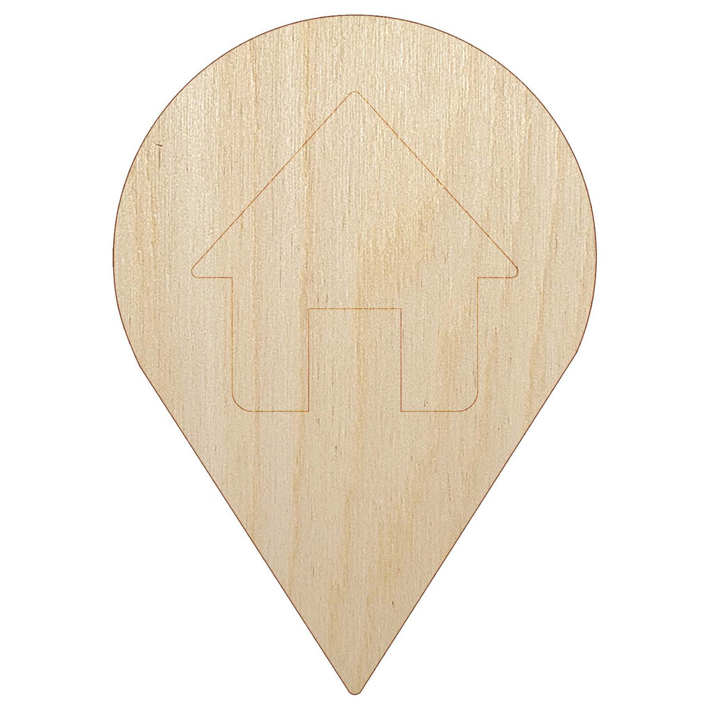 Map Home Location Marker Symbol Unfinished Wood Shape Piece Cutout for DIY Craft Projects