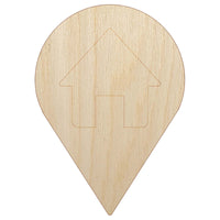 Map Home Location Marker Symbol Unfinished Wood Shape Piece Cutout for DIY Craft Projects