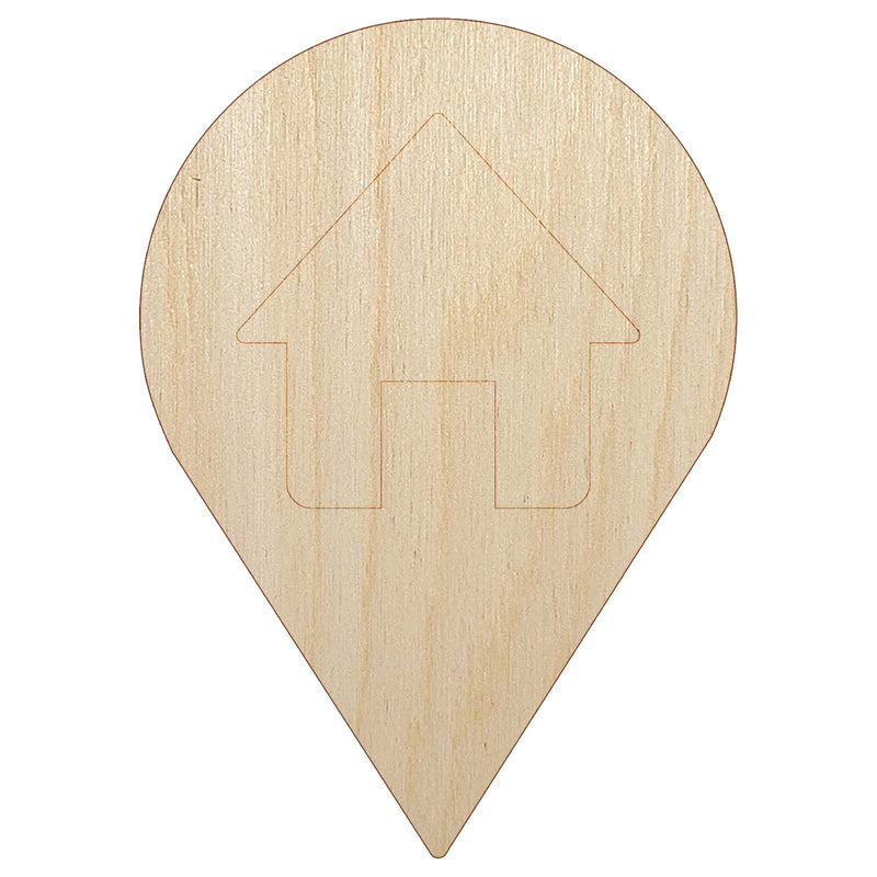 Map Home Location Marker Symbol Unfinished Wood Shape Piece Cutout for DIY Craft Projects