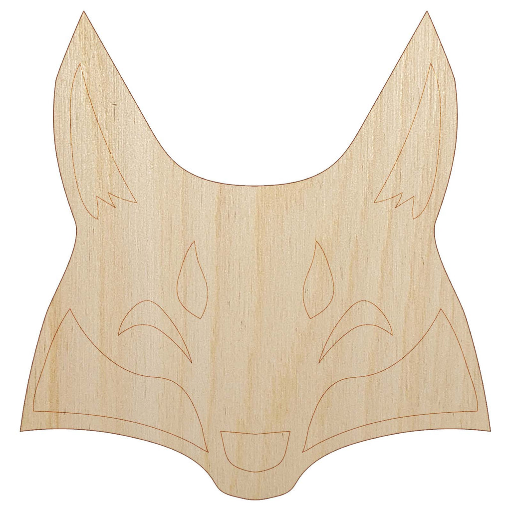 Mischievous Fox Face Unfinished Wood Shape Piece Cutout for DIY Craft Projects