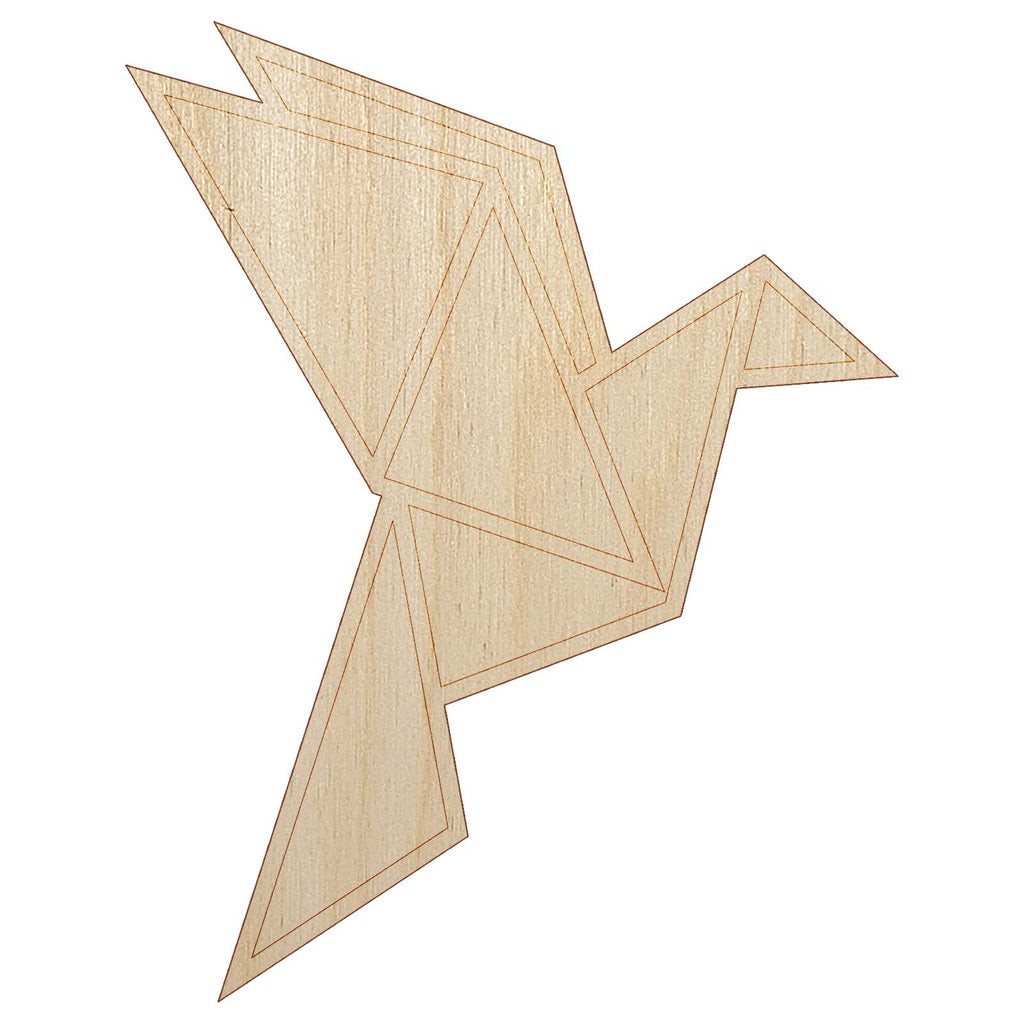 Origami Paper Bird Unfinished Wood Shape Piece Cutout for DIY Craft Projects