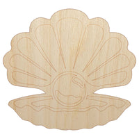 Oyster with Pearl Sea Shell Unfinished Wood Shape Piece Cutout for DIY Craft Projects