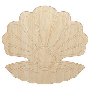 Oyster with Pearl Sea Shell Unfinished Wood Shape Piece Cutout for DIY Craft Projects