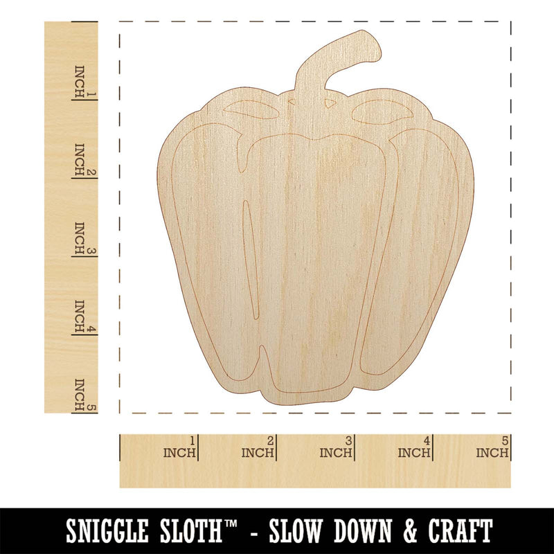 Sweet Bell Pepper Unfinished Wood Shape Piece Cutout for DIY Craft Projects