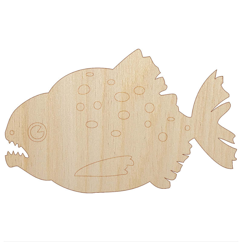 Toothy Piranha Fish Unfinished Wood Shape Piece Cutout for DIY Craft Projects