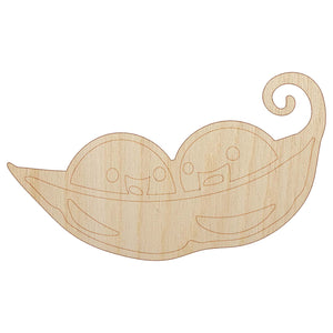 Two Peas in a Pod Unfinished Wood Shape Piece Cutout for DIY Craft Projects