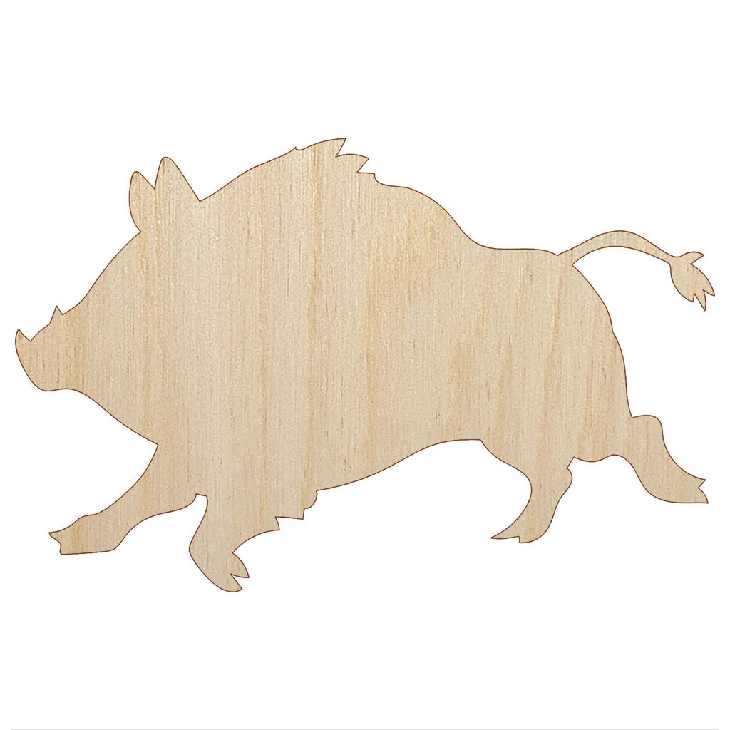 Wild Boar Pig Swine with Tusks Unfinished Wood Shape Piece Cutout for DIY Craft Projects