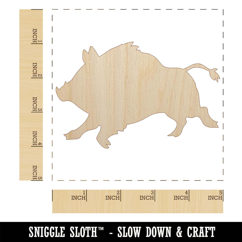 Wild Boar Pig Swine with Tusks Unfinished Wood Shape Piece Cutout for DIY Craft Projects