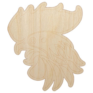 Wild Rooster Head Unfinished Wood Shape Piece Cutout for DIY Craft Projects