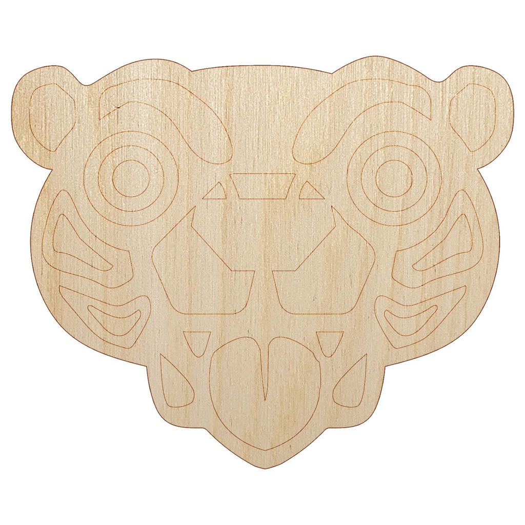 Wild Tribal Bear Face Unfinished Wood Shape Piece Cutout for DIY Craft Projects
