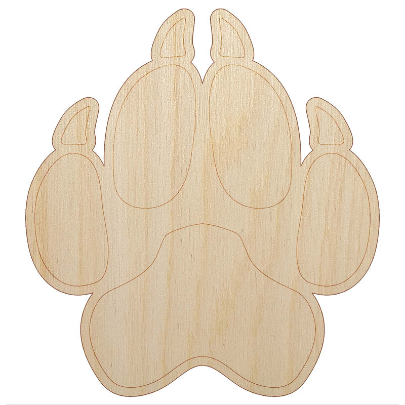 Wolf Coyote Paw Print Unfinished Wood Shape Piece Cutout for DIY Craft Projects
