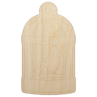 Bird Cage with Bird Unfinished Wood Shape Piece Cutout for DIY Craft Projects