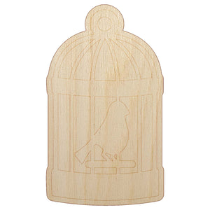 Bird Cage with Bird Unfinished Wood Shape Piece Cutout for DIY Craft Projects