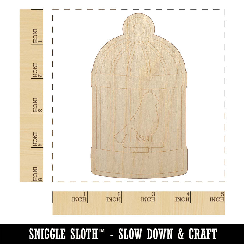 Bird Cage with Bird Unfinished Wood Shape Piece Cutout for DIY Craft Projects