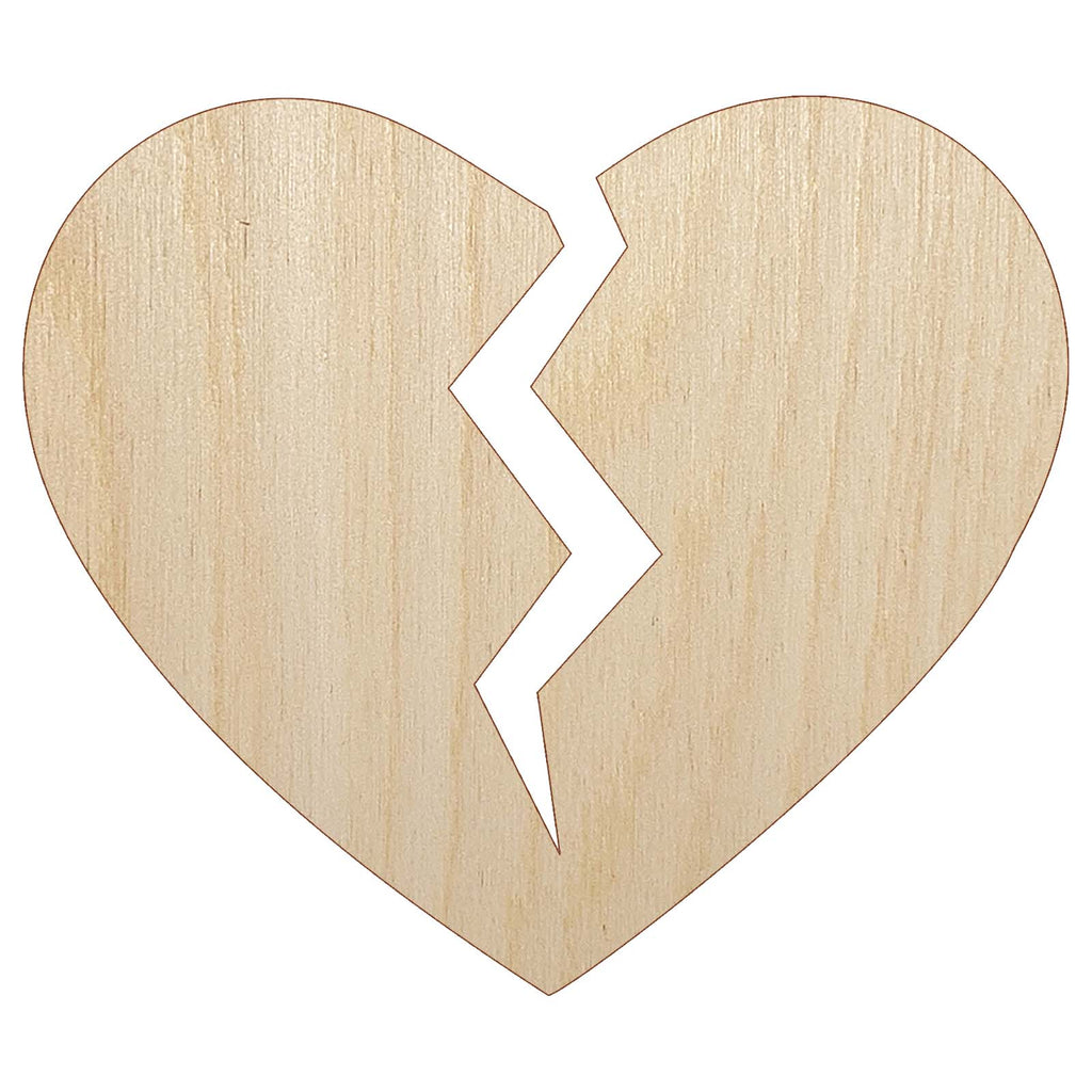Broken Heart Love Unfinished Wood Shape Piece Cutout for DIY Craft Projects