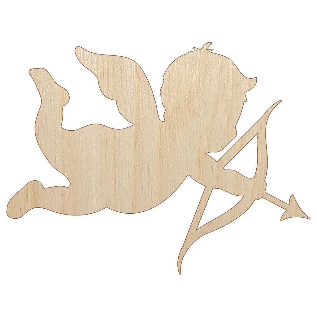 Cupid with Arrow Hearts Valentine's Day Silhouette Unfinished Wood Shape Piece Cutout for DIY Craft Projects