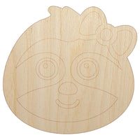 Cute Girl Sloth with Bow Unfinished Wood Shape Piece Cutout for DIY Craft Projects