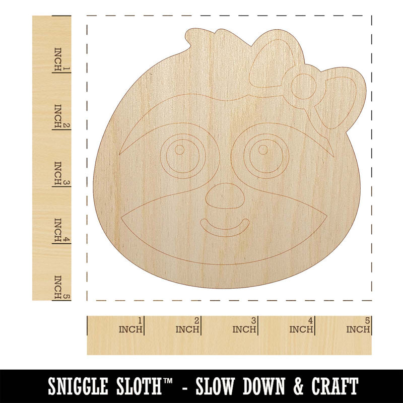 Cute Girl Sloth with Bow Unfinished Wood Shape Piece Cutout for DIY Craft Projects