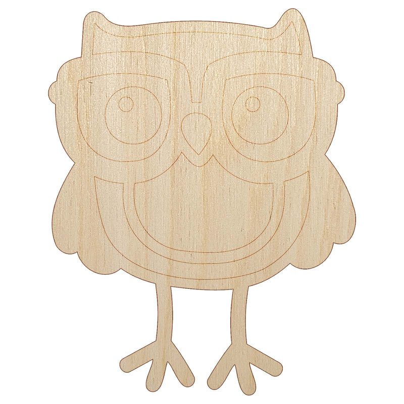Owl Smart with Glasses Unfinished Wood Shape Piece Cutout for DIY Craft Projects