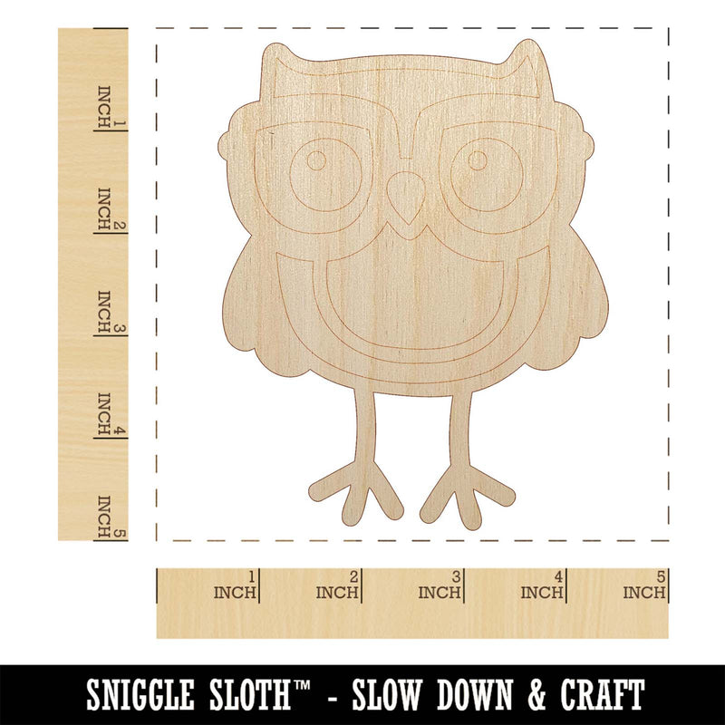 Owl Smart with Glasses Unfinished Wood Shape Piece Cutout for DIY Craft Projects