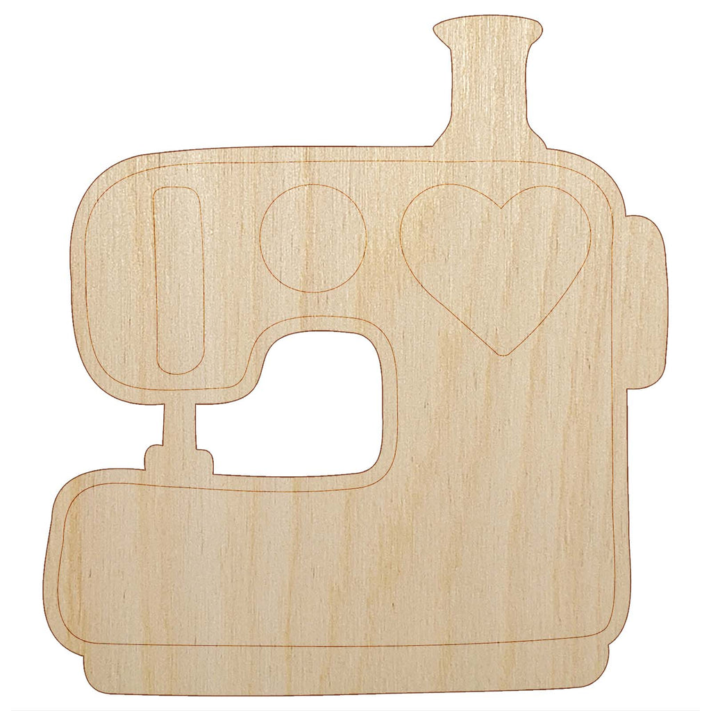 Sewing Machine with Heart Unfinished Wood Shape Piece Cutout for DIY Craft Projects