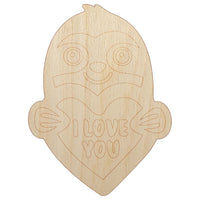 Sloth I Love You Unfinished Wood Shape Piece Cutout for DIY Craft Projects