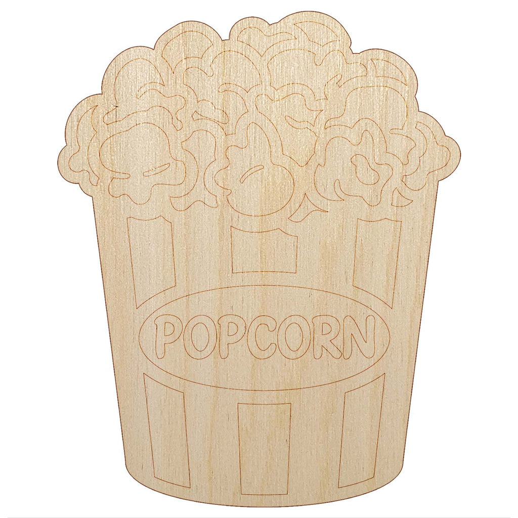 Big Bucket of Popcorn Movie Theater Unfinished Wood Shape Piece Cutout for DIY Craft Projects