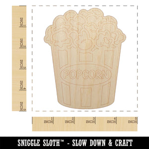 Big Bucket of Popcorn Movie Theater Unfinished Wood Shape Piece Cutout for DIY Craft Projects